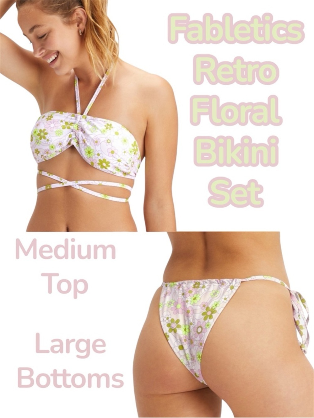 🆕 Fabletics Retro Floral Bikini Set M/L